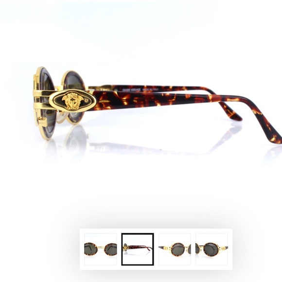 VINTAGE Gianni Versace Gold Frame Sunglasses with Brown Prescription Lenses - Picture 3 of 16